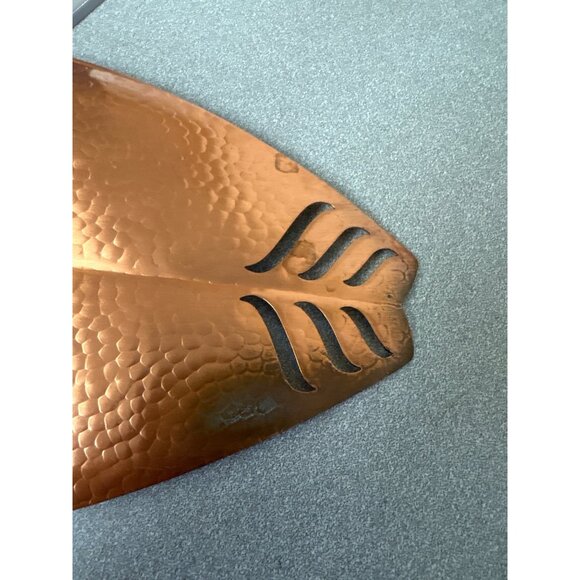 Cavalier Copperware Hammered Leaf Design Tray Decorative Cutout Home Decor E743C - Picture 8 of 8